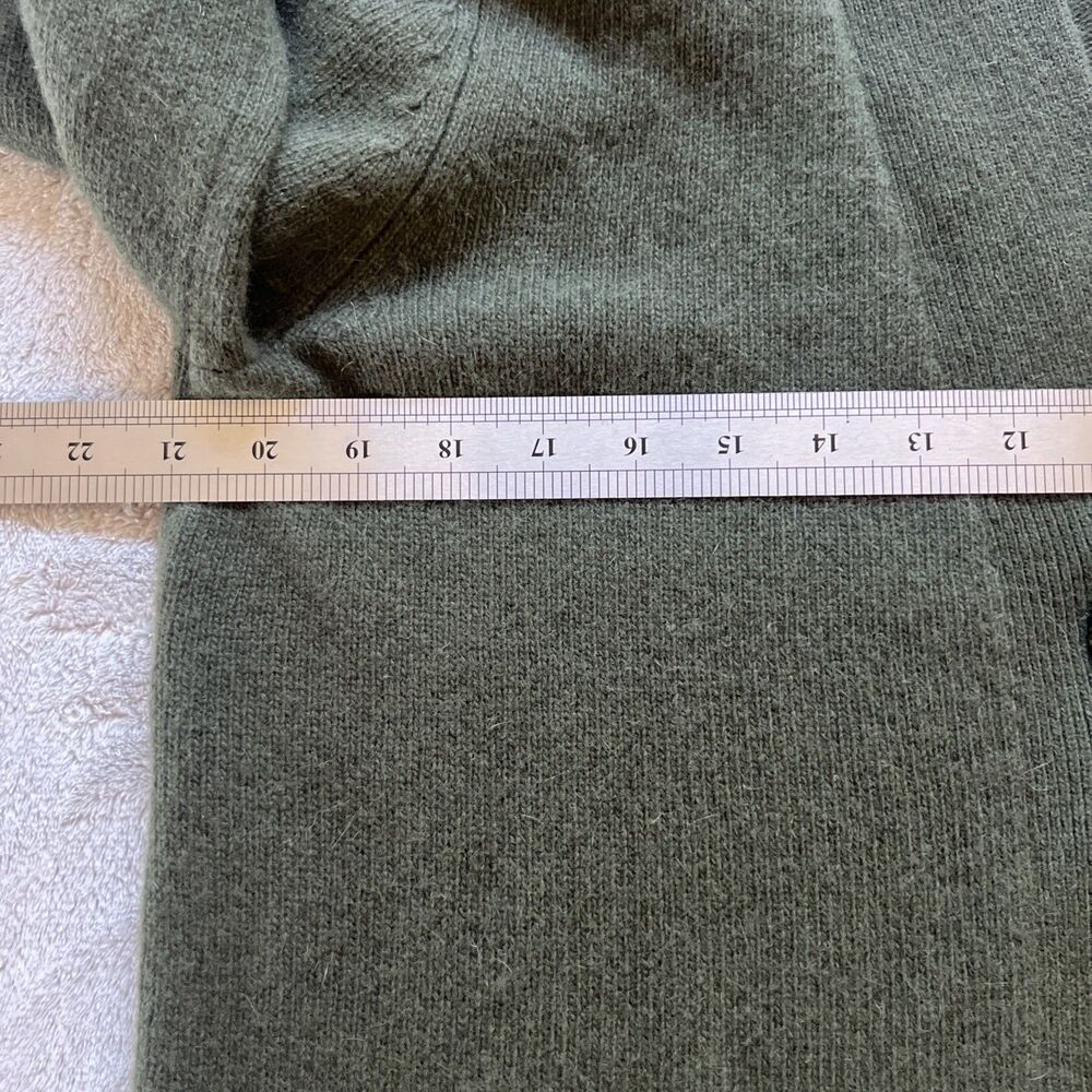 Kenar Cardigan Sweater Size Large Green Lambswool Angora Nylon Single Button - Picture 9 of 11